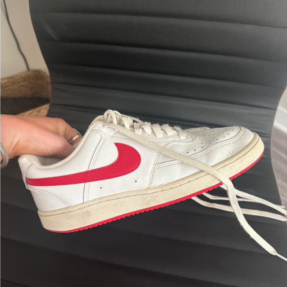 Nike Court Vision Red and White Sneakers